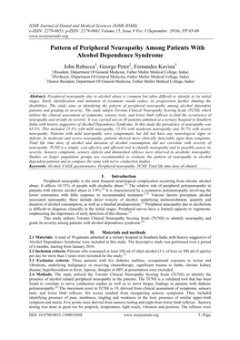 Pattern of Peripheral Neuropathy Among Patients with Alcohol Dependence Syndrome