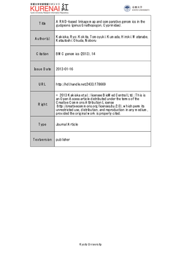 Title a RAD-Based Linkage Map and Comparative Genomics in The