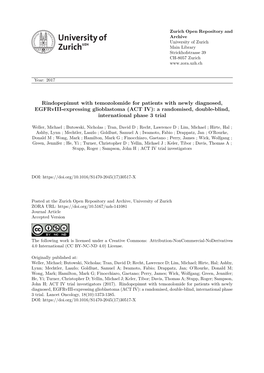 Rindopepimut with Temozolomide for Patients with Newly Diagnosed, Egfrviii-Expressing Glioblastoma (ACT IV): a Randomised, Double-Blind, International Phase 3 Trial