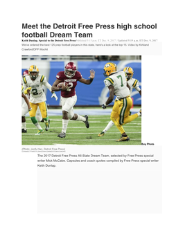 Meet the Detroit Free Press High School Football Dream Team Keith Dunlap, Special to the Detroit Free Presspublished 5:15 P.M