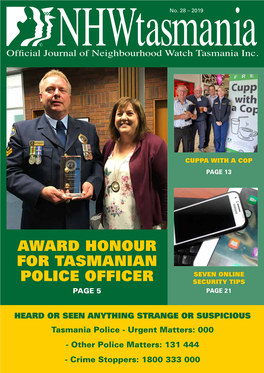 Award Honour for Tasmanian Police Officer