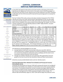 Capitol Corridor Service Performance