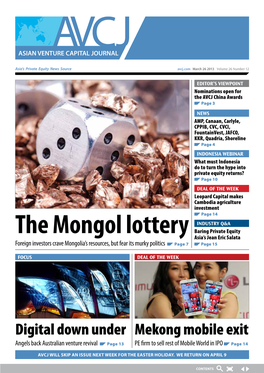 The Mongol Lottery Baring Private Equity Asia’S Jean Eric Salata Foreign Investors Crave Mongolia’S Resources, but Fear Its Murky Politics Page 7 Page 15