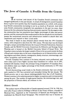 The Jews of Canada: a Profile from the Census