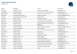 EQUIP Residential Meeting Delegate List