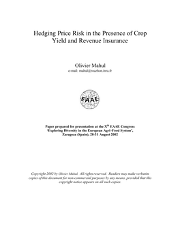 Hedging Price Risk in the Presence of Crop and Revenue Insurance