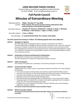 Minutes of Extraordinary Meeting