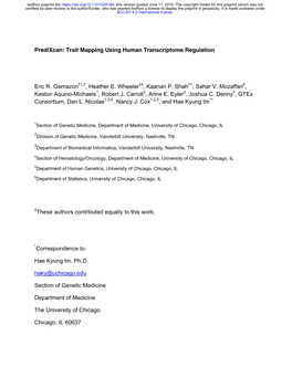 Predixcan: Trait Mapping Using Human Transcriptome Regulation