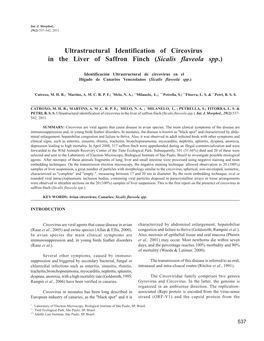 Ultrastructural Identification of Circovirus in the Liver of Saffron Finch (Sicalis Flaveola Spp.)