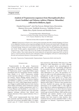 Analysis of Trypanosoma Sequences from Haemaphysalis Flava (Acari