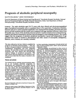 Prognosis of Alcoholic Peripheral Neuropathy