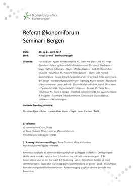 Referat Økonomiforum Seminar I Bergen