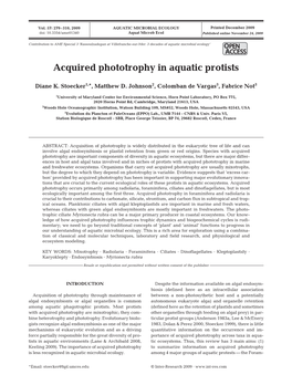 Acquired Phototrophy in Aquatic Protists