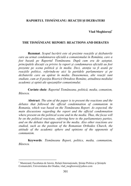 Raportul Tismăneanu: Reacții Și Dezbateri