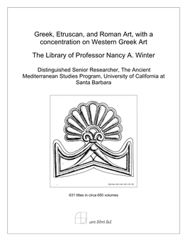 Greek, Etruscan, and Roman Art, with a Concentration on Western Greek Art