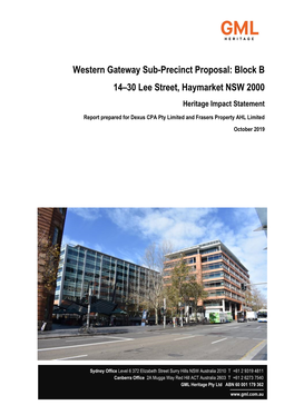 Heritage Impact Statement Report Prepared for Dexus CPA Pty Limited and Frasers Property AHL Limited October 2019