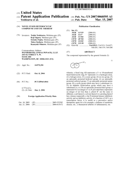 (12) Patent Application Publication (10) Pub. No.: US 2007/0060595 A1 Yoshizawa Et Al