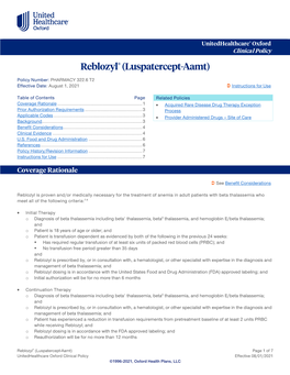 Reblozyl® (Luspatercept-Aamt) – Oxford Clinical Policy