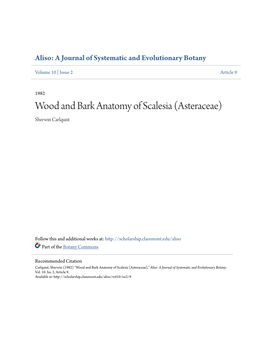 Wood and Bark Anatomy of Scalesia (Asteraceae) Sherwin Carlquist