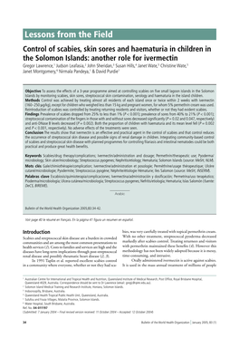 Control of Scabies, Skin Sores and Haematuria in Children in The