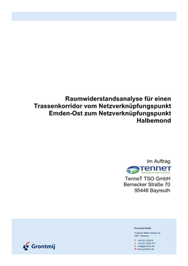 Raumwiderstandsanalyse Für Einen Trassenkorridor Vom Netzverknüpfungspunkt Emden-Ost Zum Netzverknüpfungspunkt Halbemond