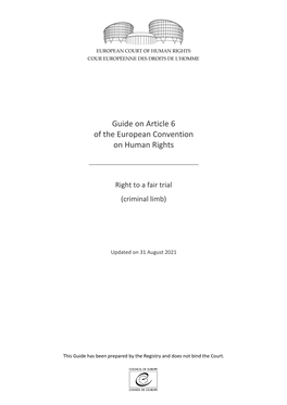 Guide on Article 6 of the European Convention on Human Rights