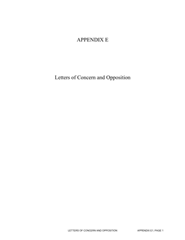 APPENDIX E Letters of Concern and Opposition