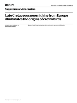 Late Cretaceous Neornithine from Europe Illuminates the Origins of Crown Birds
