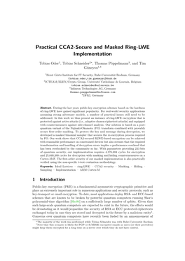 Practical CCA2-Secure and Masked Ring-LWE Implementation