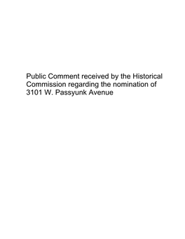 Public Comment Received by the Historical