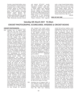 Saturday 6Th March 2021 10.30Am CRICKET PHOTOGRAPHS, SCORECARDS, WISDENS & CRICKET BOOKS