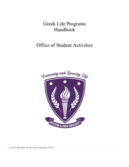 Greek Life Programs Handbook Office of Student Activities