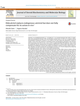 Eldecalcitol Replaces Endogenous Calcitriol but Does Not Fully