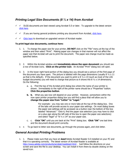 Printing Legal Size Documents (8 ½ X 14) from Acrobat