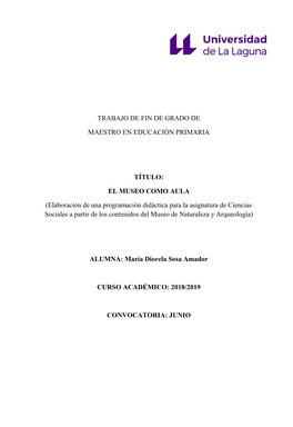 Trabajo De Fin De Grado De Maestro En Educación