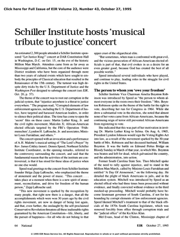 Schiller Institute Hosts 'Musical Tribute to Justice' Concert