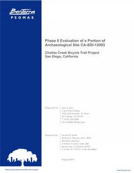 Phase II Evaluation of a Portion of Archaeological Site CA-SDI-12093