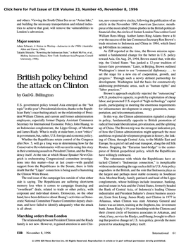 British Policy Behind the Attack on Clinton