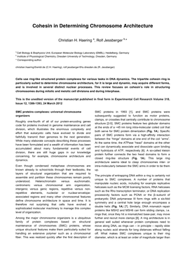 Cohesin in Determining Chromosome Architecture