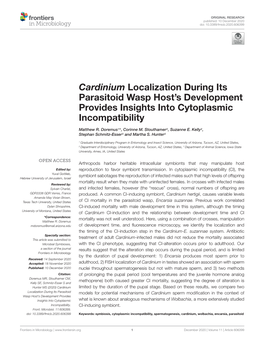 Cardinium Localization During Its Parasitoid Wasp Host's