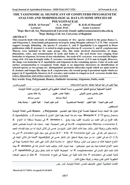 The Taxonomical Significant of Computerd Phylogenetic Analysis and Morphological Data in Some Species of Polygonaceae H.R.H