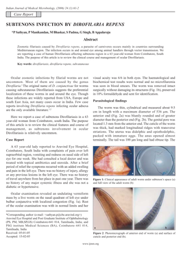 Subtenons Infection by Dirofilaria Repens