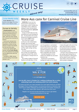 More Aus Canx for Carnival Cruise Line Features Two Pages of All the Carnival Cruise Line Has Latest Cruise Industry News