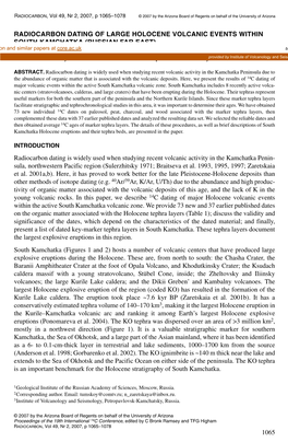 1065 Radiocarbon Dating of Large Holocene Volcanic