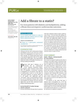 Add a Fibrate to a Statin?