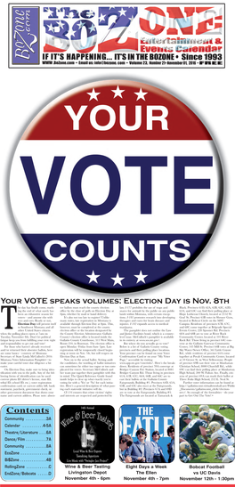 Contents Your VOTE Speaks Volumes: Election Day Is Nov