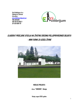 Elaborat Procjene Uticaja Na Životnu Sredinu Poljoprivrednog Objekta - Mini Farma Za Uzgoj Živine