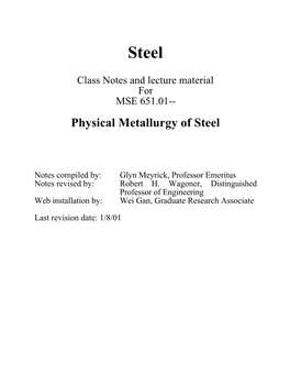 Physical Metallurgy of Steel