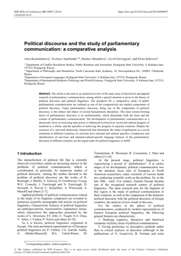 Political Discourse and the Study of Parliamentary Communication: a Comparative Analysis