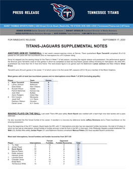 Titans-Jaguars Supplemental Notes